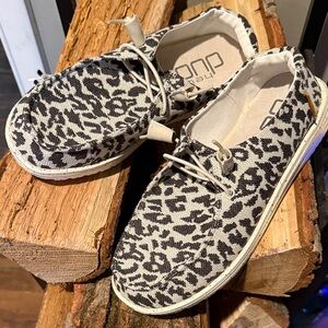 Hey Dude Leopard Print Canvas Shoes